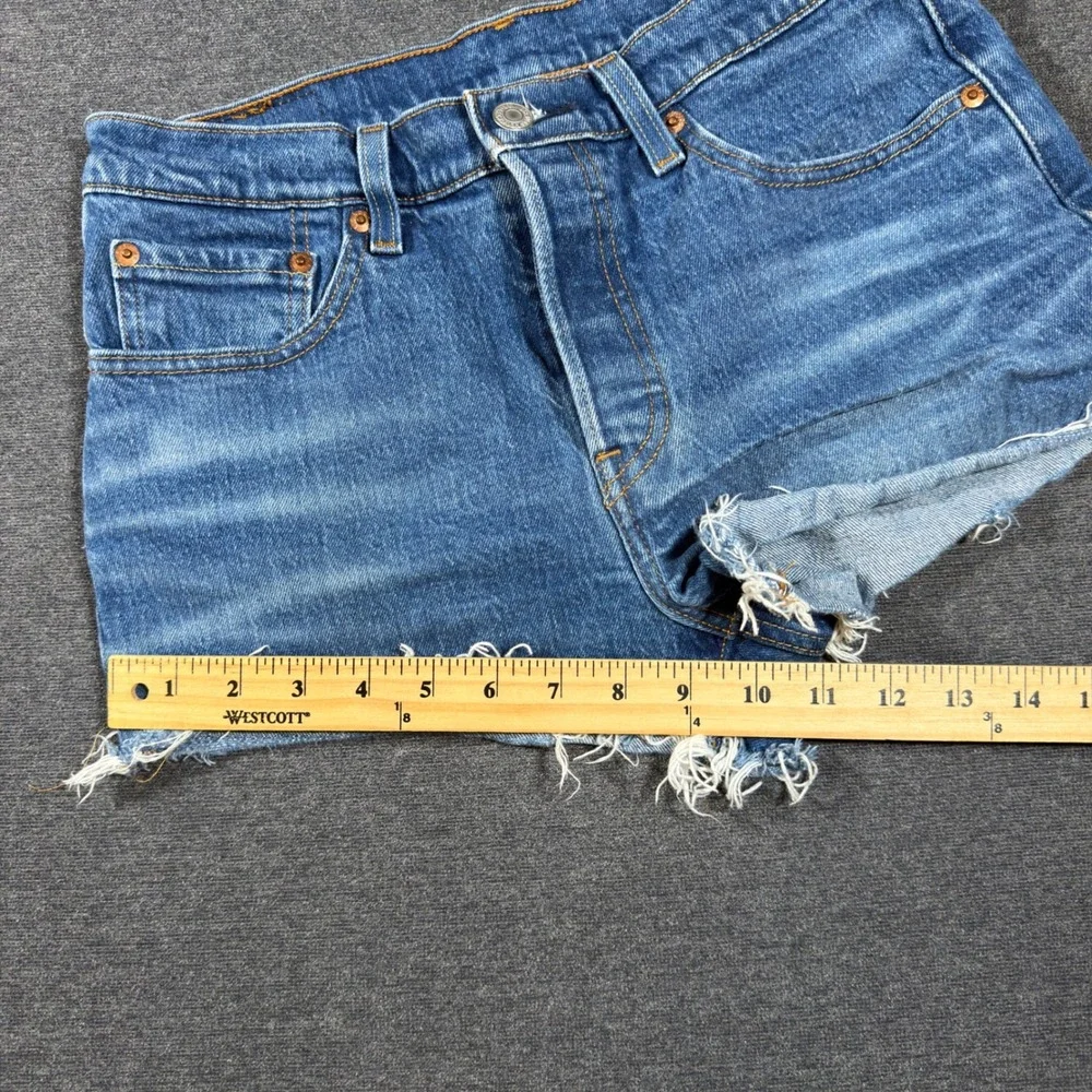 Levi's Blue Distressed Denim Jean Shorts